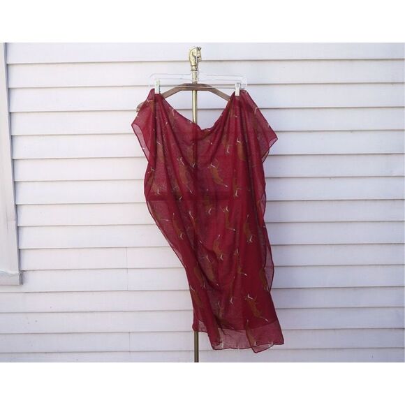 La Soul Burgundy Red Fox Chiffon Scarf - Picture 4 of 5